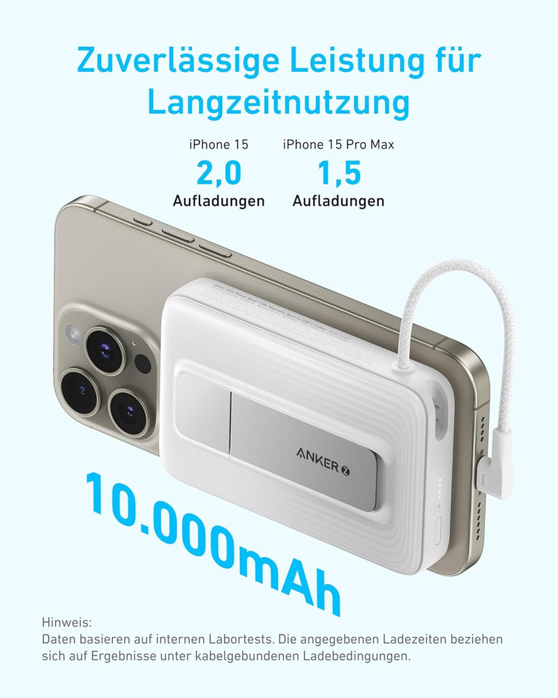 Anker Zolo magnetische Powerbank, 10.000mAh kabelloses tragbares Ladegerät mit 30W Max. Schnellladen