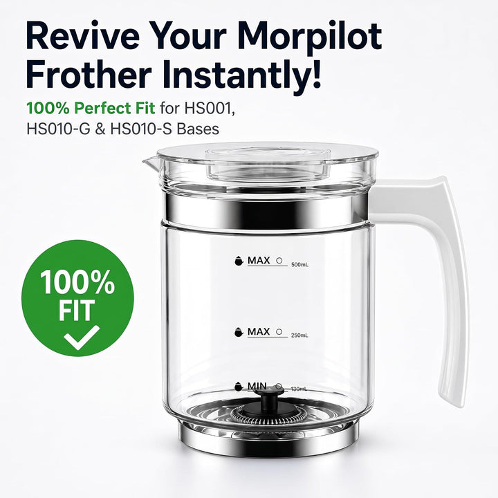 Morpilot Glasbecher-Zubehör für Milchaufschäumer HS001 HS010-G HS010-S Serie, Weiss