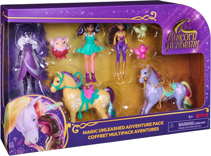 Unicorn Academy - Abenteuer-Set, mit Ravenzella, Sophia, AVA, Wildstar, Leaf und weiteren Figuren, c
