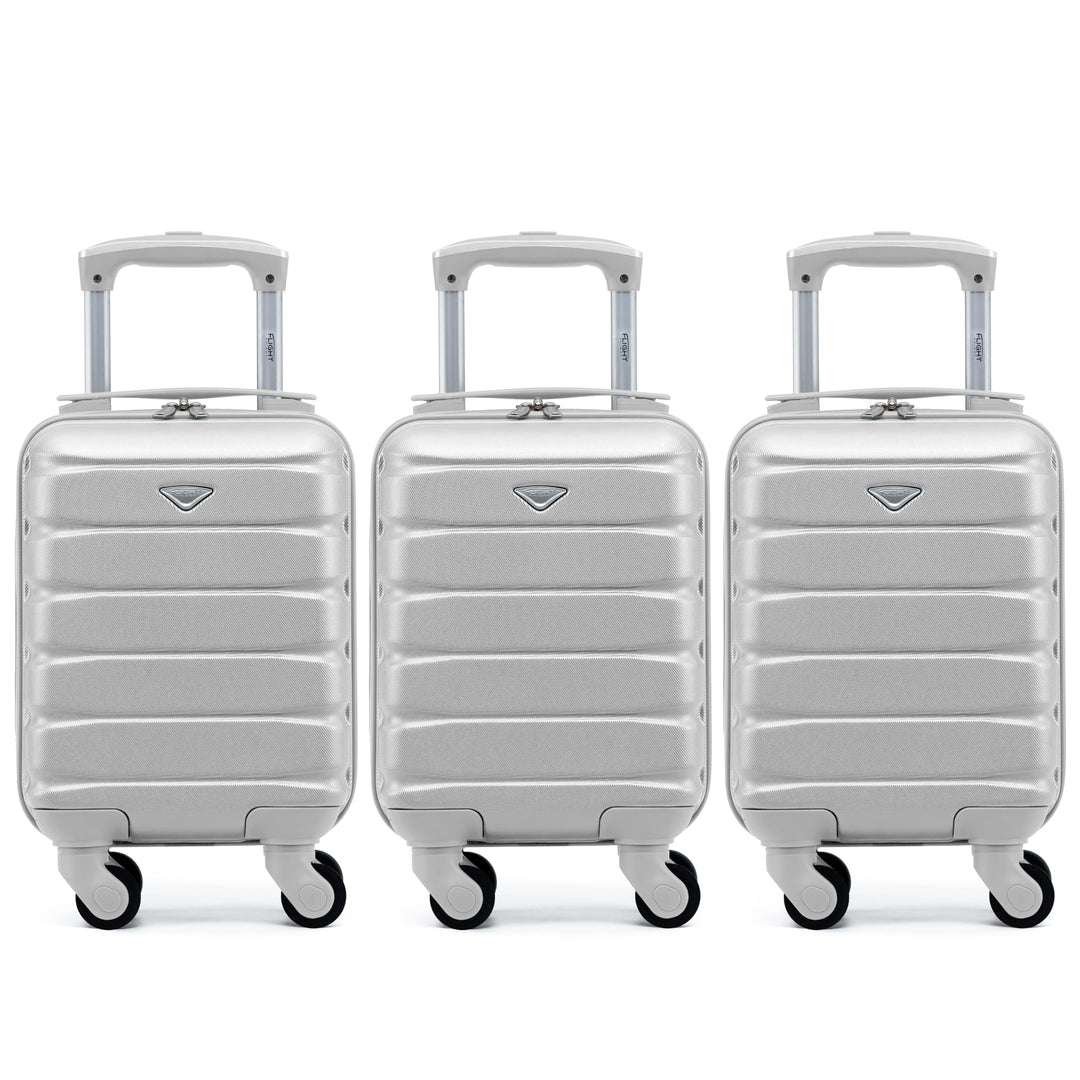 Flight Knight 3er-Pack Leichten 4-Rad-abs-hartschalenkoffern Kabinen-handgepack, Zugelassen Fur UBer