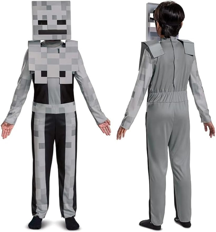Minecraft Skelett-Kostüm für Kinder, Videospiel-inspiriertes Charakter-Outfit, klassisches Kind, Grö