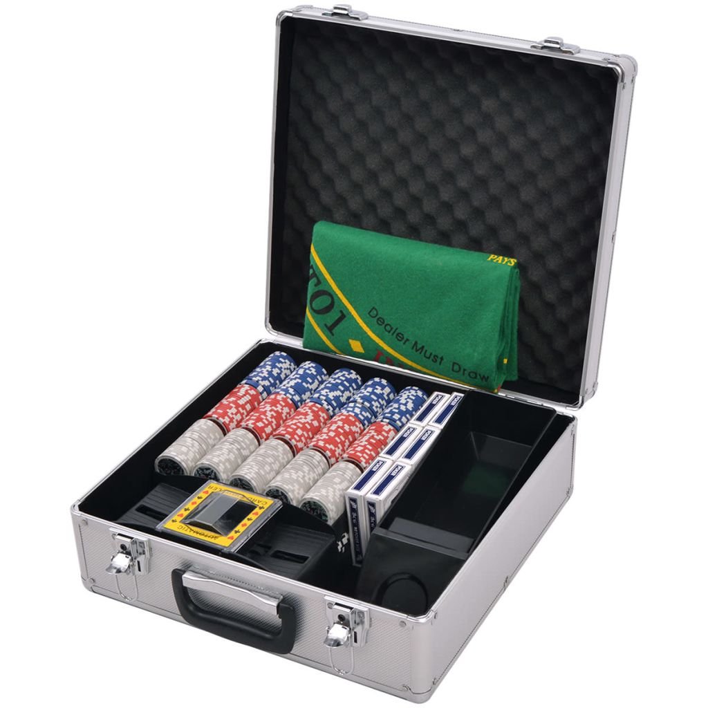 Festnight Kombiniertes Poker/Blackjack Set mit 600 Laserchips Pokerset Aluminiumkoffer