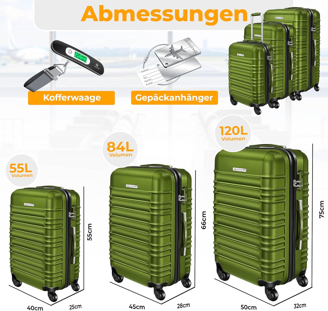 KESSER® 3tlg. Hartschalenkofferset Hartschalenkoffer Trolley Koffer Reisekoffer Reisekofferset Gepäc