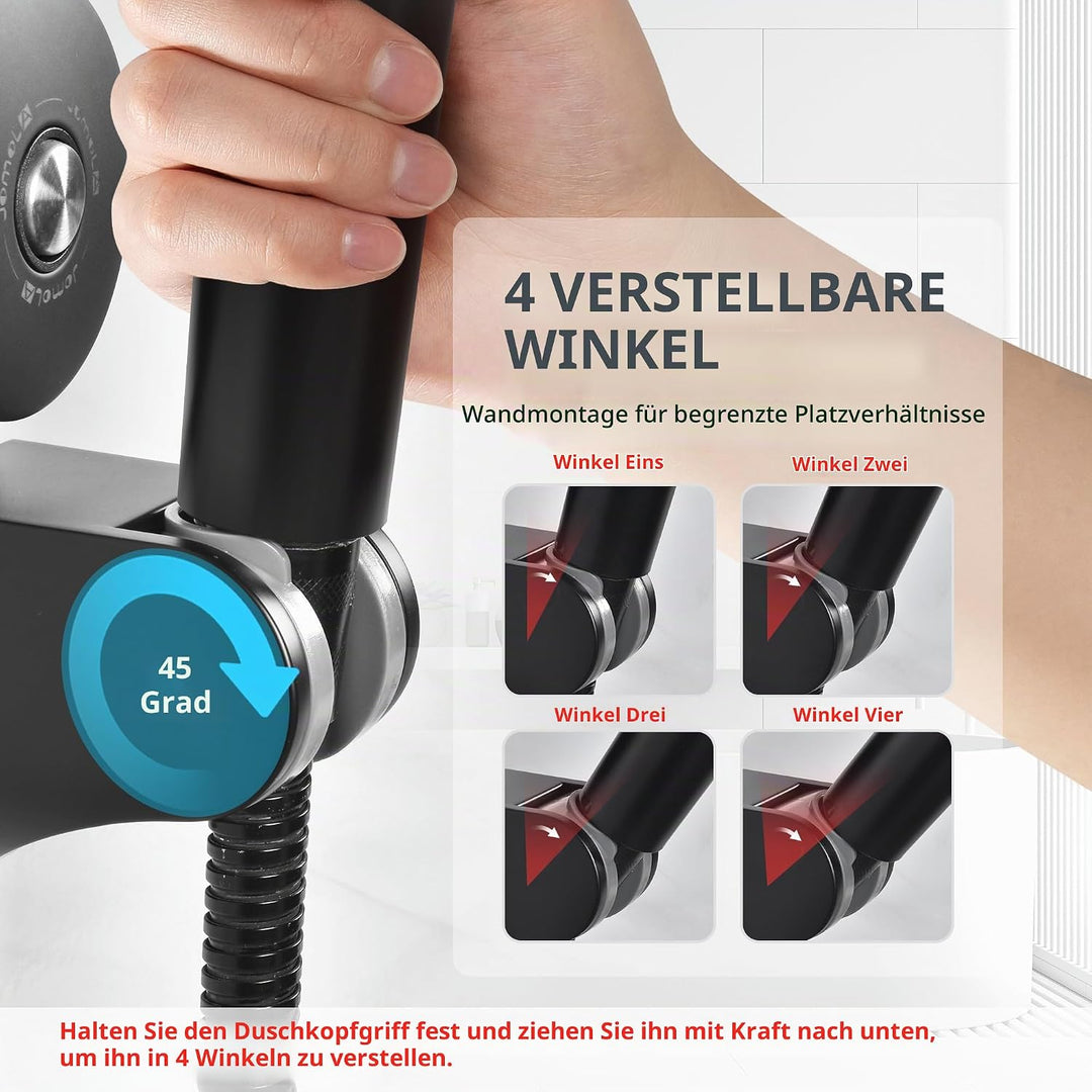 Duschkopfhalterung mit Saugnapf - JOMOLA Duschkopfhalterung Ohne Bohren 4 Winkel Verstellbarer Handb