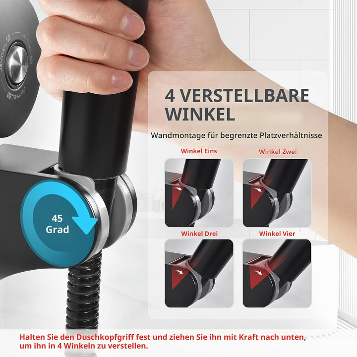 Duschkopfhalterung mit Saugnapf - JOMOLA Duschkopfhalterung Ohne Bohren 4 Winkel Verstellbarer Handb