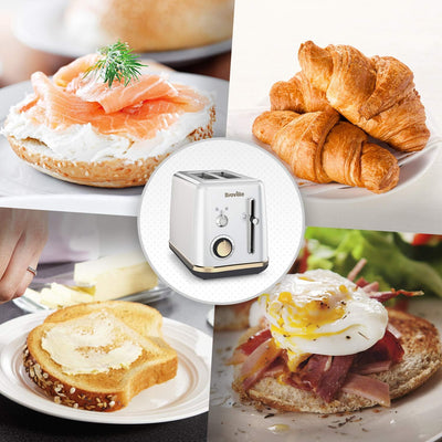 Breville Toaster für 2 Scheiben mit Brötchenaufsatz | Mostra-Kollektion | Mondscheinsilber mit Golda