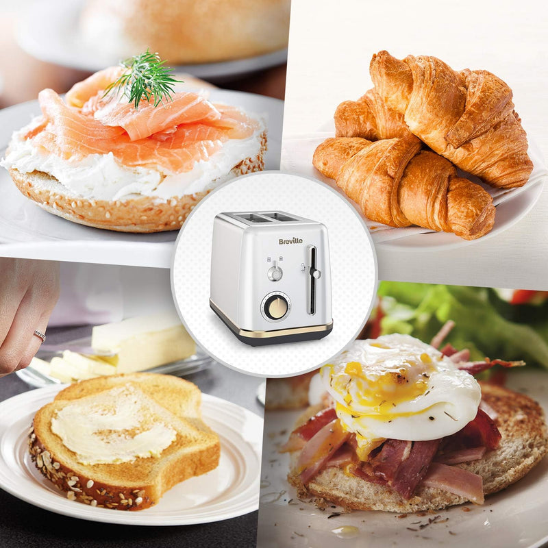 Breville Toaster für 2 Scheiben mit Brötchenaufsatz | Mostra-Kollektion | Mondscheinsilber mit Golda