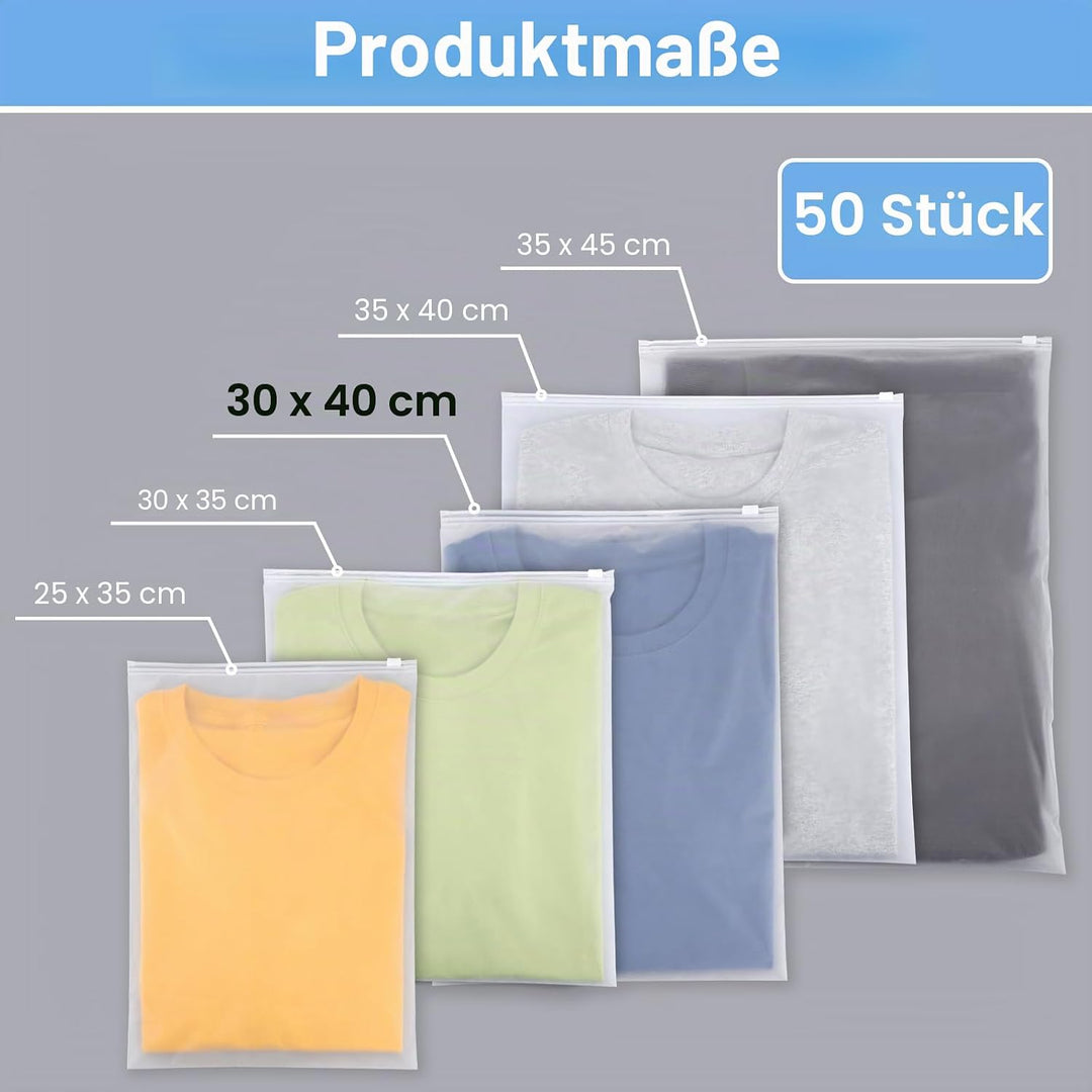 Zip Beutel Wiederverwendbar, 50 Stück 30 * 40cm Aufbewahrungsbeutel, Plastikbeutel Verschliessbar fü