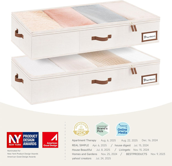 StorageWorks Unterbett Aufbewahrungsbox, extra Grosse Unterbettkommode mit Deckel, Stoff Unterbettbo