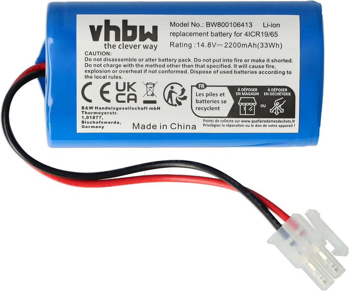 vhbw Akku kompatibel mit Silvercrest SSRA1 Home Cleaner Heimroboter (2200 mAh, 14,8 V, Li-Ion)