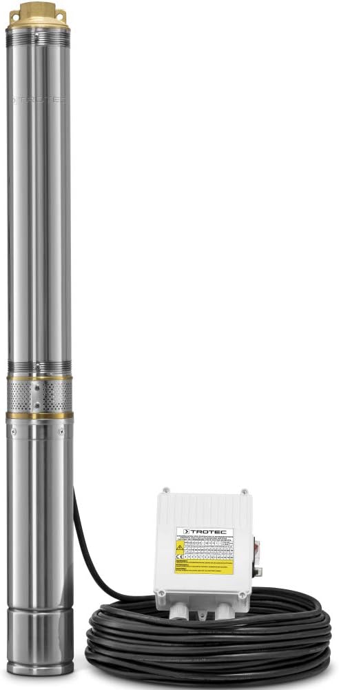 TROTEC Tiefbrunnenpumpe TDP 7500 E – Wasserpumpe mit Fördermenge 4800 l/h, 1500 W – Eintauchtiefe ma