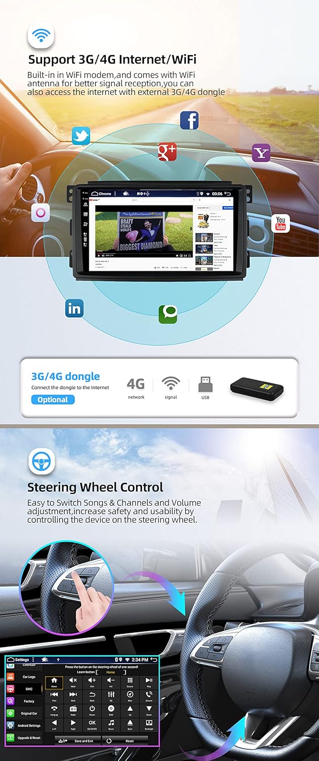 JOYX - 6G+128G - Android 15 IPS Autoradio Passt für Benz Smart fortwo 451 (2005-2010) - Kabellos Car