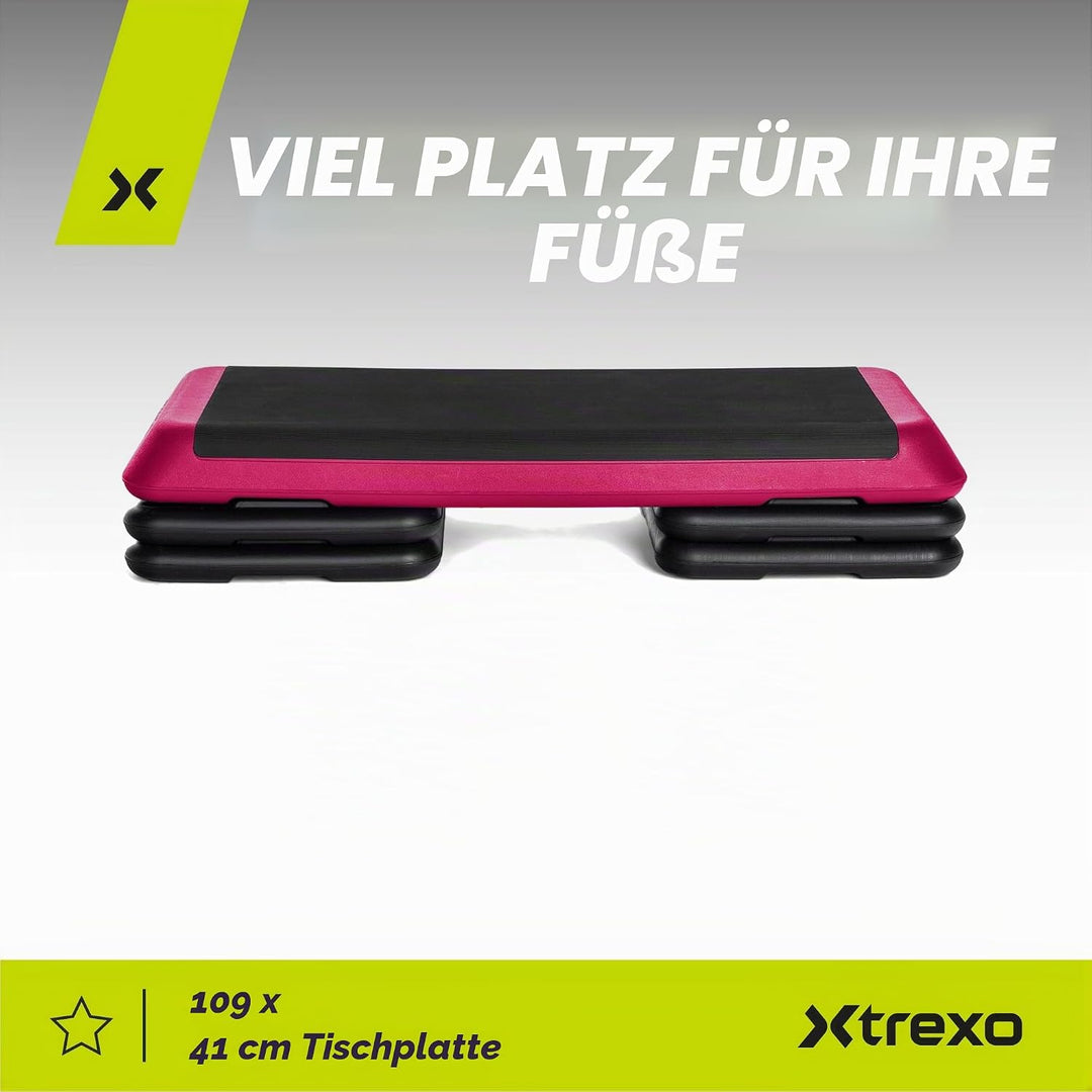 TREXO Stepper Aerobic Schritt für Cardio Fitness Stepper für Zuhause Einstellbare Höhe 10|15|20 cm H
