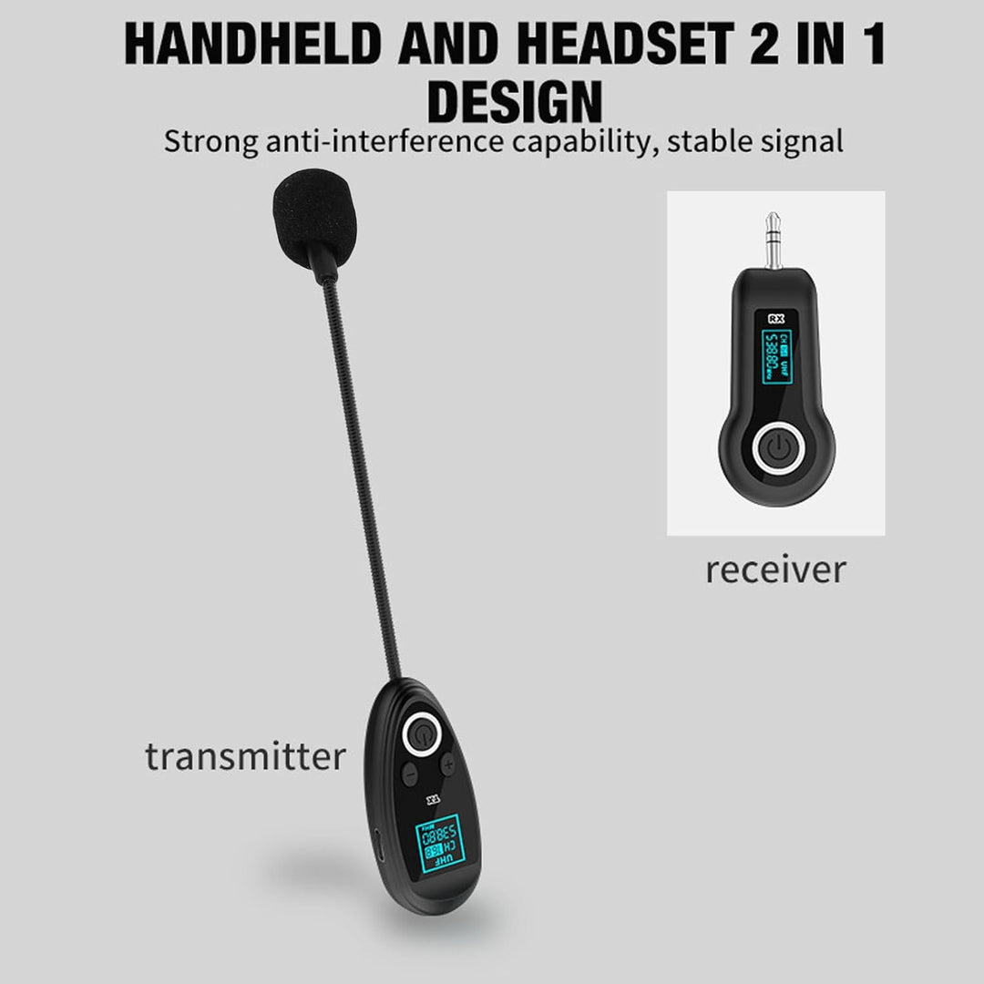 Fabater Kabelloses Headset-Mikrofon, 2,4 G UHF-Funkmikrofonsystem, Kopf-Handmikrofon 2 in 1 mit 3,5