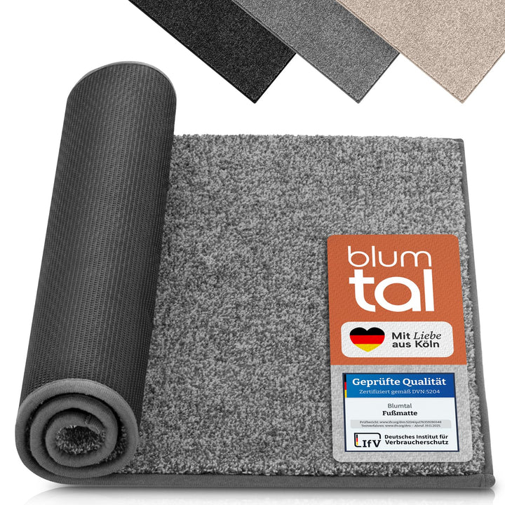 Blumtal Fussmatte 60x90 cm - Mikrofaser schmutzfangmatte 60x90 mit wasserdichter TPR-Rückseite - rut