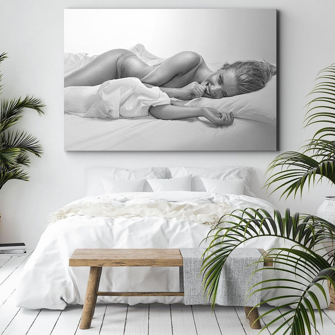 Bilder auf Leinwand 100x70cm Leinwandbild Weiblich mode modell posieren Gross Wanddeko Bild Schlafzi