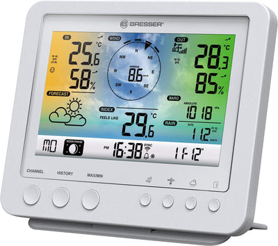 Bresser Wetterstation Funk mit Aussensensor WLAN Wetter Center 5-in-1 mit 5,7 Zoll Farb-Display und