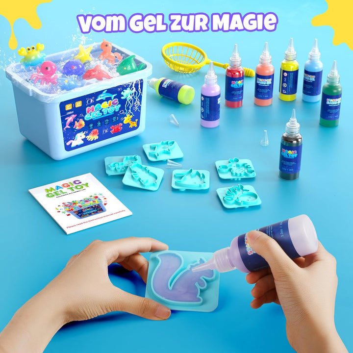 Hot Bee Wassergel Bastelset für Kinder 3-8 Jahre, Squishy selber machen Set mit 10 Gel-Flaschen & 8
