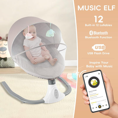 Babywippe, Elektrische Babyschaukel mit Musik,Elektrische Babywippe Monate Faltbar Abnehmbar und Was