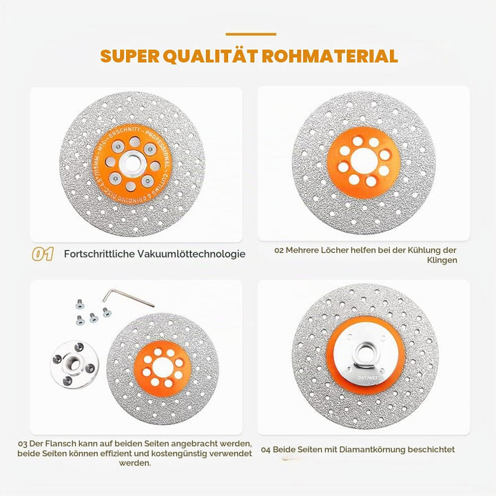 Diamant Trennscheibe 115mm - BRSCHNITT Doppelseitig zum Schneiden und Schleifen Granit Marmor Fliese