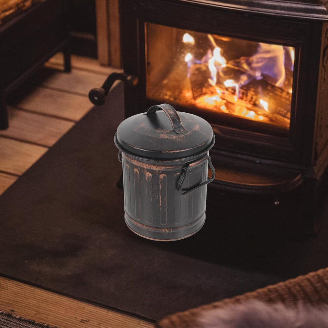 Housoutil Kamin Ascheeimer Mit Deckel Robuster Metall Eimer Für Feuerstelle Und Grill Aschebehälter
