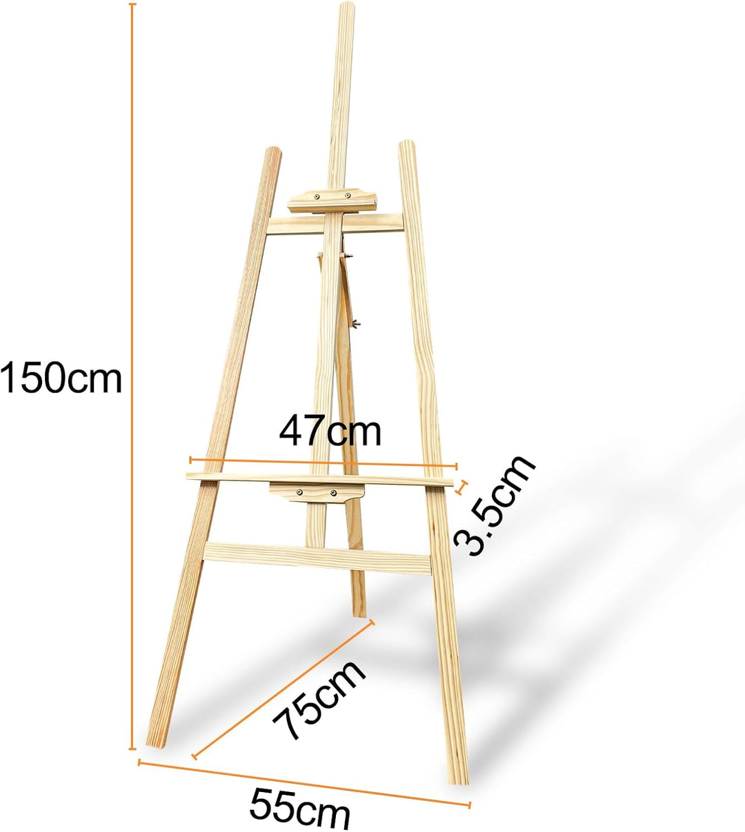 Frevoitna Staffelei Holz Gross 150Cm, Verstellbare Leinwand Ständer, Feldstaffelei, Staffeleien, Sta
