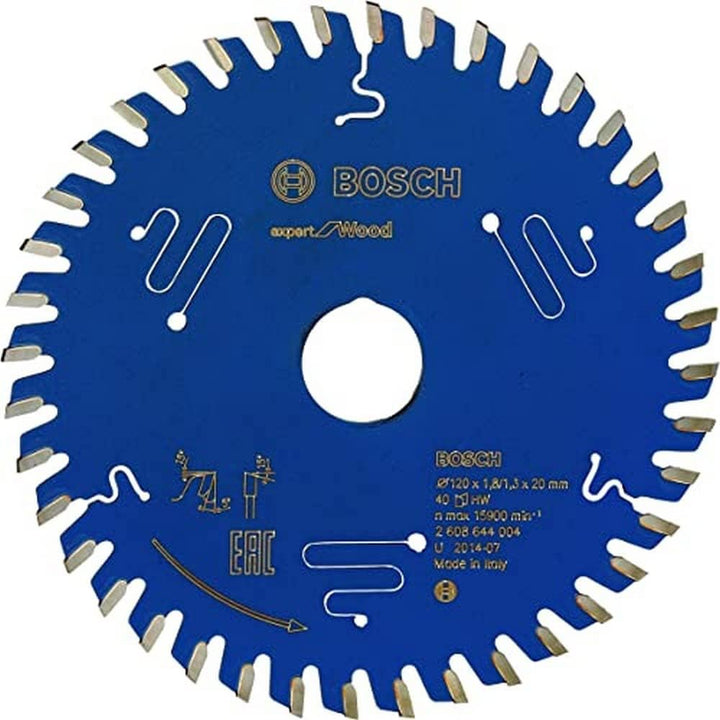 Bosch Professional 1x Kreissägeblatt Expert for Wood (Holz, Sägeblatt Ø 120 x 20 x 1,8 mm, 40 Zähne,