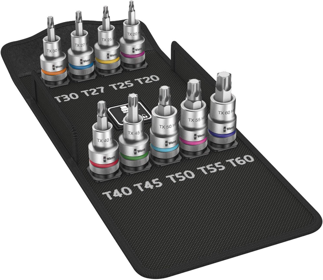 Wera 05004202001 8767 C HF Bit-Sortiment, 1 Zyklop Bitnuss-Satz TORX, mit Haltefunktion, 60 mm, 9 St