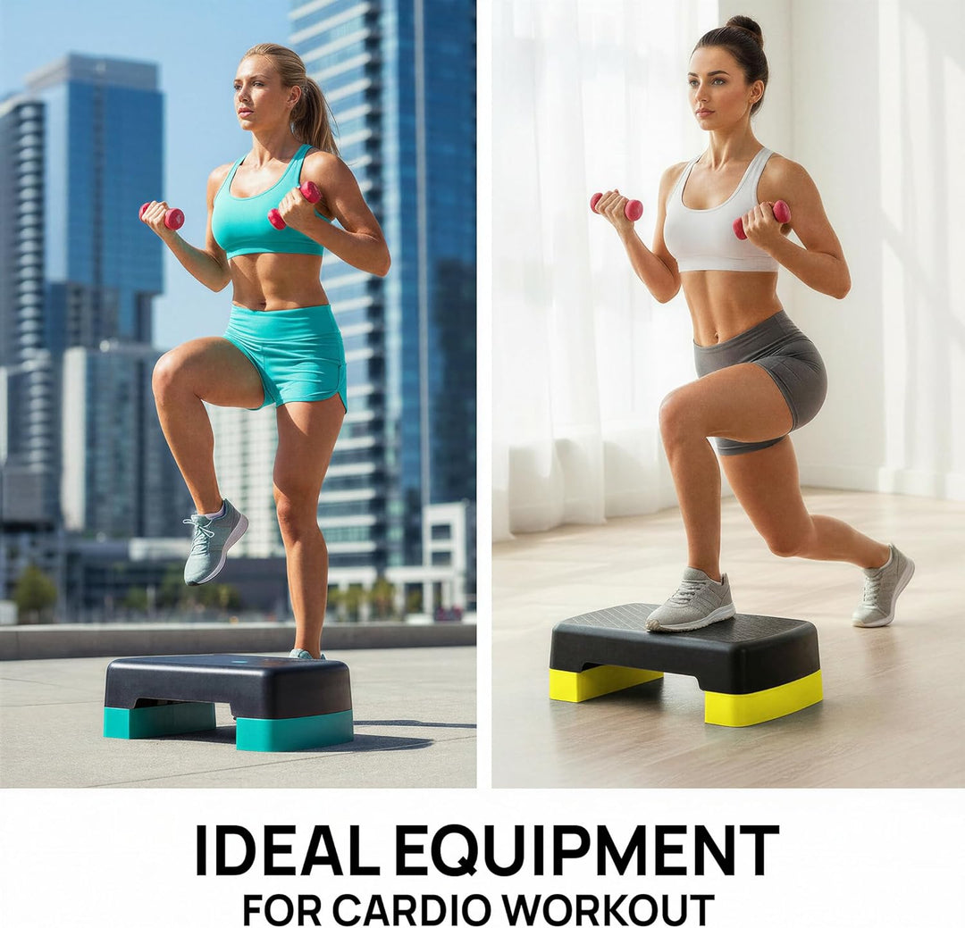 Yes4All Aerobic-Übungsplattform, 45,7 cm mit 10,2 cm 15,2 cm höhenverstellbaren Erhöhungen für Zuhau