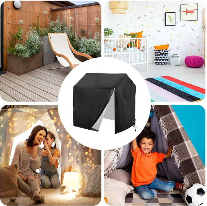 110x120x140 Cm Schwarz Spielhaus Kinder Outdoor Abdeckplane 420D Oxford-Tuch Wasserdicht Tragbares P