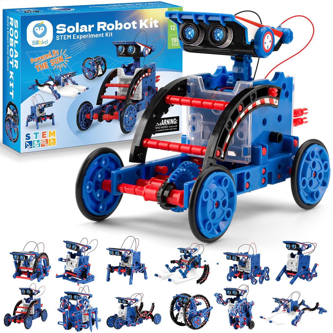 Sillbird Solar STEM Roboter Bausatz, 12-in-1 Lernspielzeug für Kinder Jungen ab 8 Jahren, Kreative G