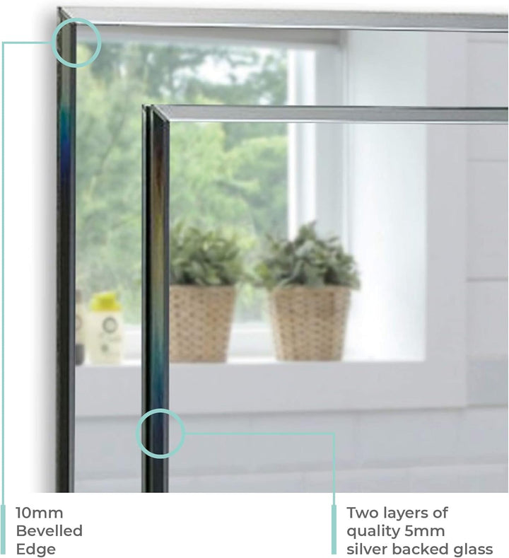Neue Design Schöner rechteckiger Badezimmerspiegel mit Ablage, modern und stylish, 2 Lagen Glass, mi