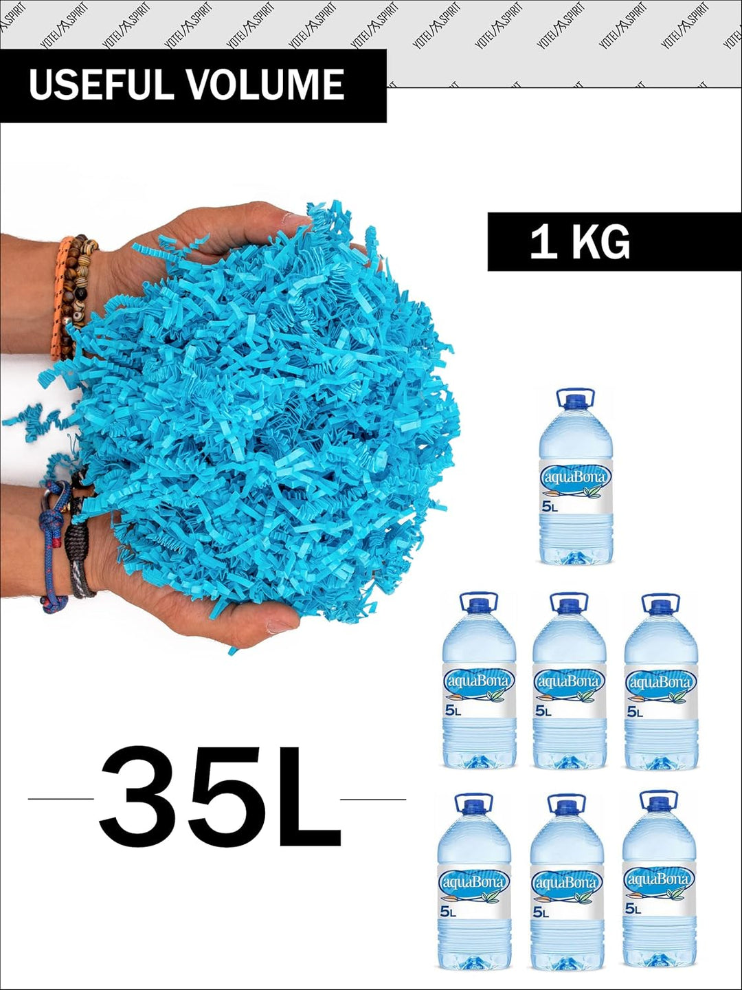 YOTEI SPIRIT® 1kg Geschreddertes Türkis Papier für Geschenkbox – Füllmaterial für Pakete, Körbe, Box
