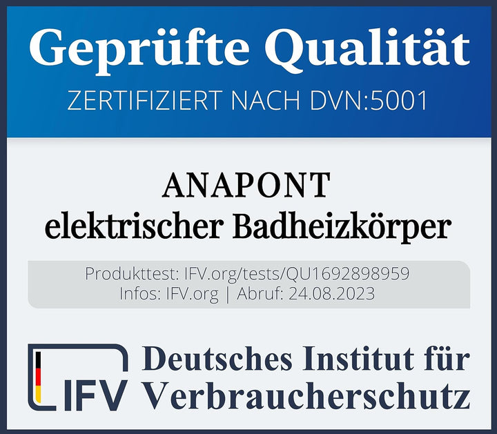 anapont elektrischer Badheizkörper - Chrom gebogen - Timer-Funktion - Handtuchheizkörper - Badheizun