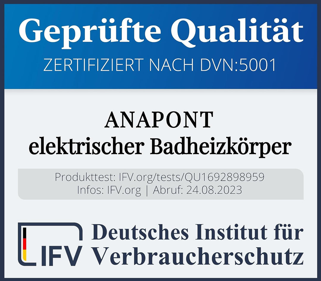 anapont elektrischer Badheizkörper - Chrom gebogen - Timer-Funktion - Handtuchheizkörper - Badheizun