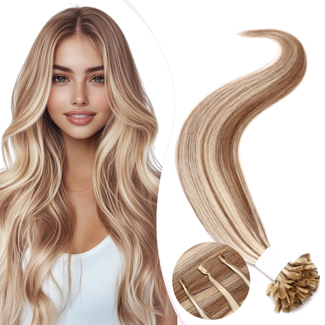 Elailite Echthaar Extensions Bonding Haarverlängerung 35cm U-tip Fusion Haar Extension Glatt 25 Strä