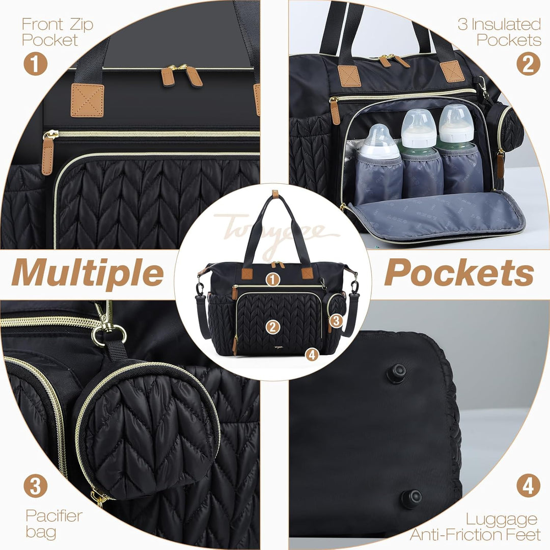 Tonyeee Wickeltasche mit Schnullertasche und Wickelunterlage, Wickelrucksack Multifunktions-Babytasc