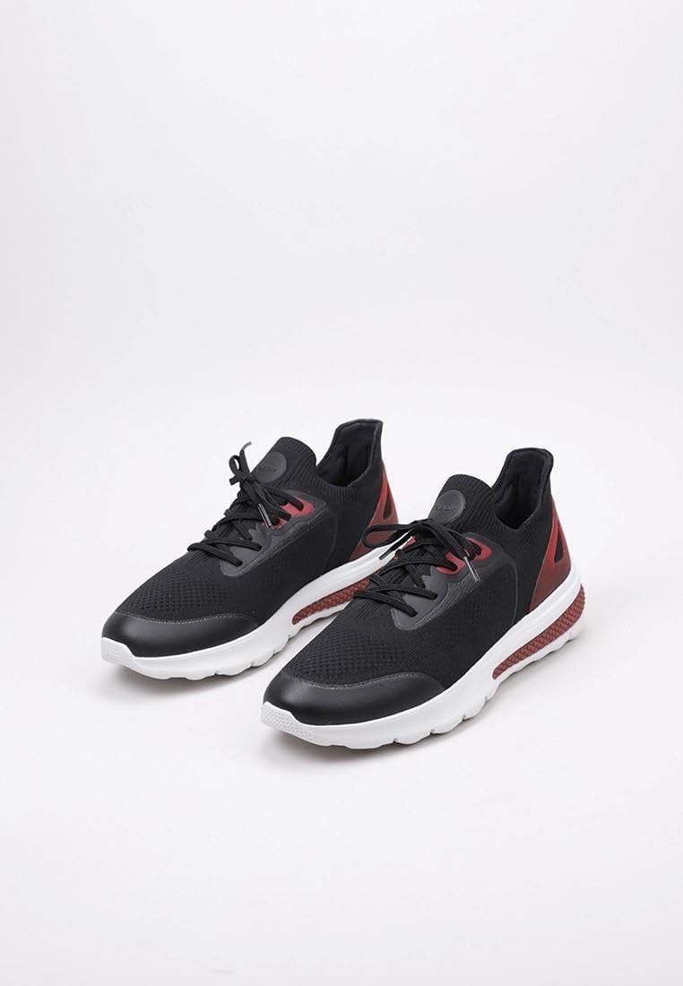 Geox Herren U Spherica Actif Sneaker 41 EU Black Red, 41 EU Black Red