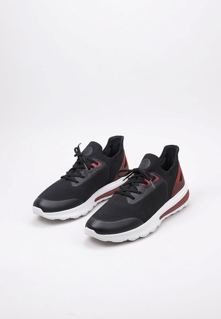 Geox Herren U Spherica Actif Sneaker 41 EU Black Red, 41 EU Black Red