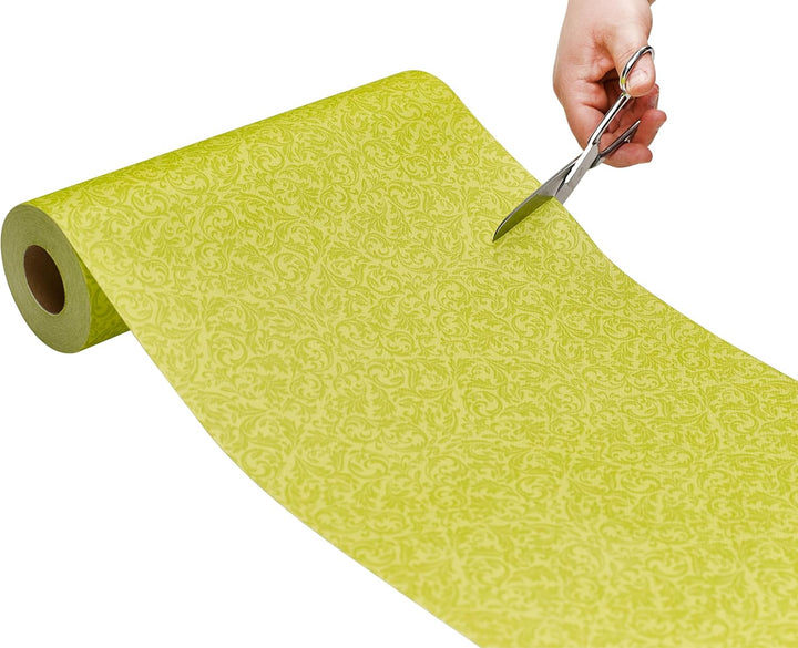 GRUBly Tischläufer Tischband GRÜN Ornament Sommer, Luxus AIRLAID, 30cm x 20m | Tischdekoration für H