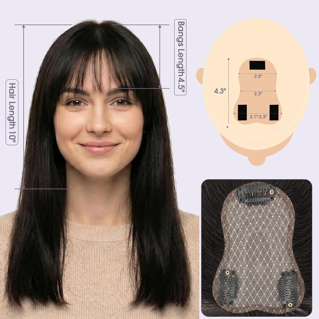 S-noilite Toupets für Frauen mit Pony 8x11cm - 100% Echthaar Topper Hair Extensions Echthaar Damen H