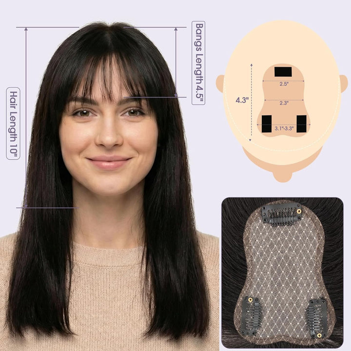 S-noilite Toupets für Frauen mit Pony 8x11cm - 100% Echthaar Topper Hair Extensions Echthaar Damen H