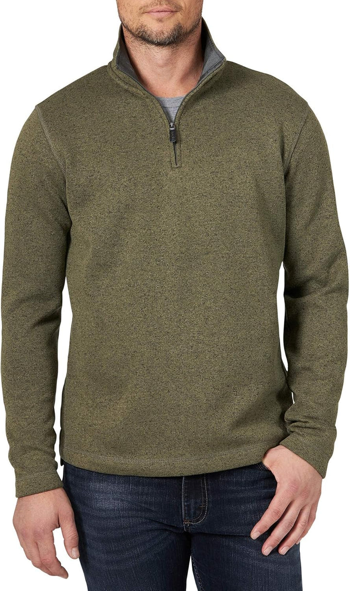 Wrangler Authentics Herren Long Sleeve Fleece Quarter-Zip Pullover S Olive Night, S Olive Night
