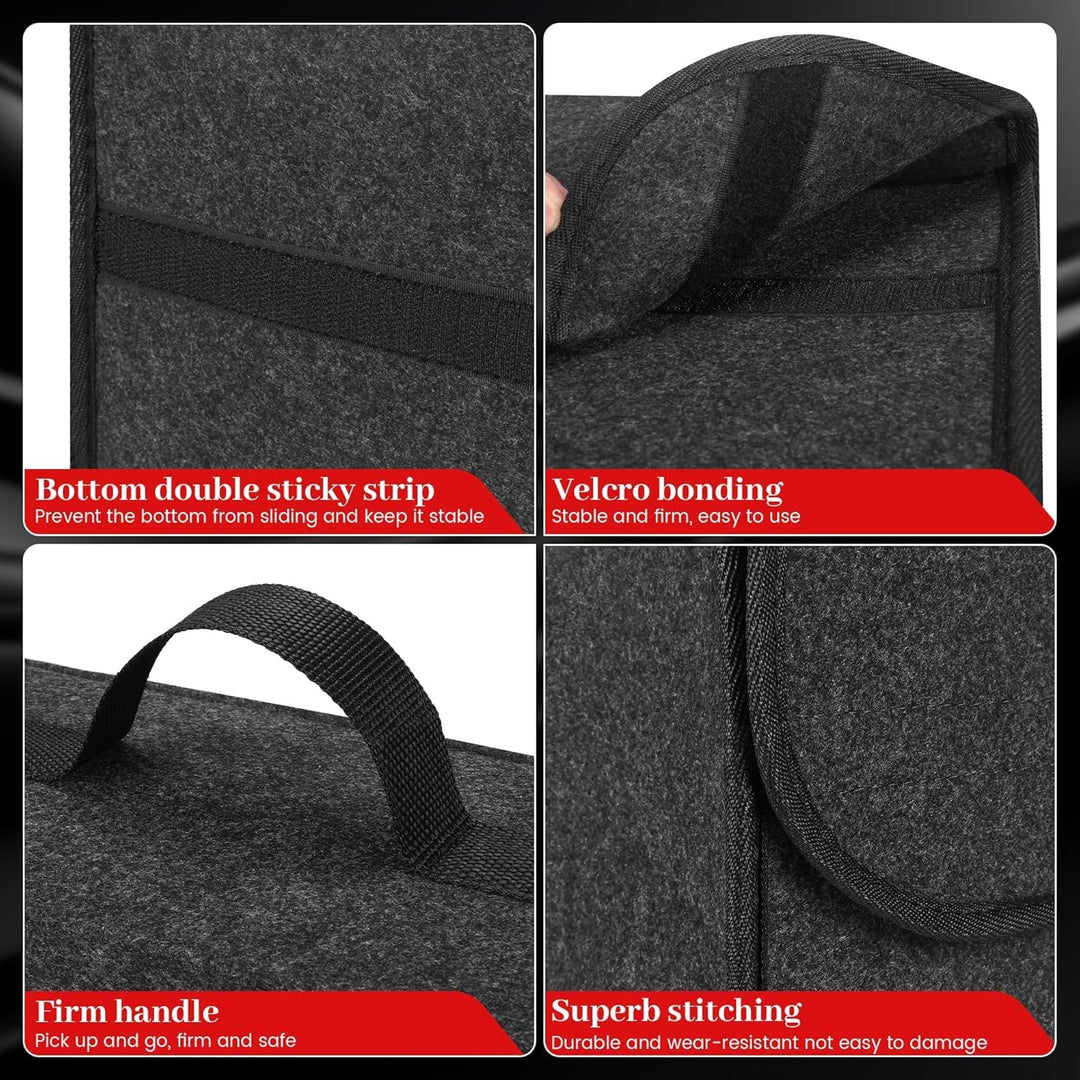 Upgraded Kofferraumtasche Toolbag mit verstärkten Seitenwänden, Nadelfilz Kofferraum-Organizer, Auto