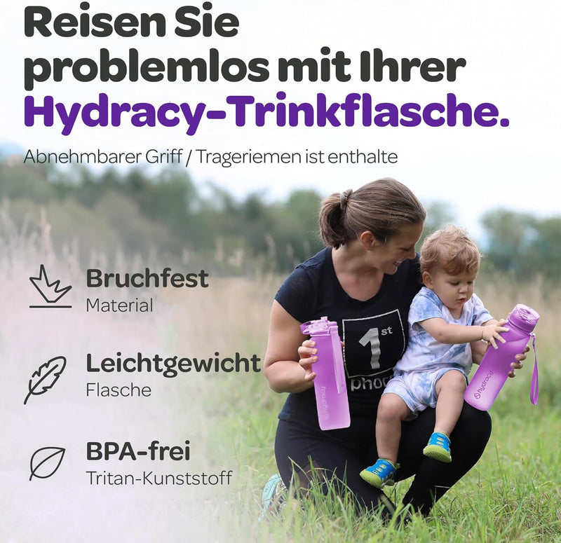 Hydracy Trinkflasche mit Fruchteinsatz - 500ml Wasserflasche - BPA-freie Trinkflasche mit Zeitmarkie