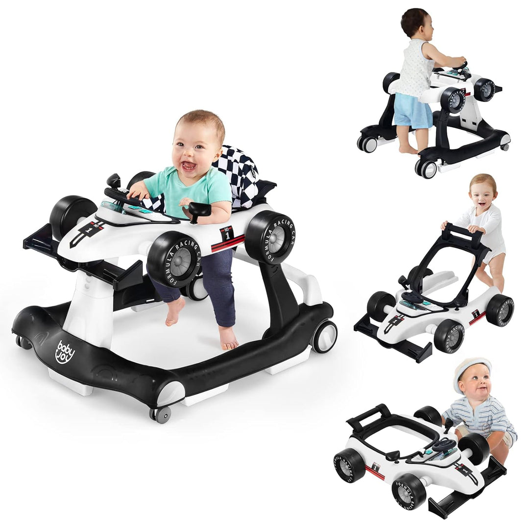 GOPLUS 4 in 1 Baby Lauflernhilfe, Lauflernwagen höhenverstellbar mit Licht & Musik, Baby Walker Auto
