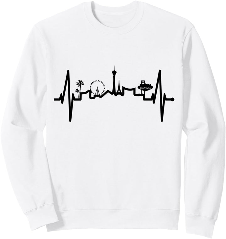 Las Vegas Skyline Herzschlag Nevada USA Poker Herz Las Vegas Sweatshirt