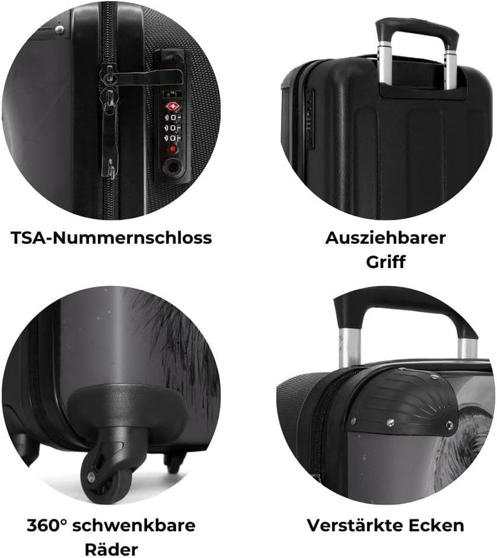 NoBoringSuitcases.com® Koffer Handgepäck Trolley Rollkoffer Kleine Reisekoffer mit 4 Rollen - Wolf -