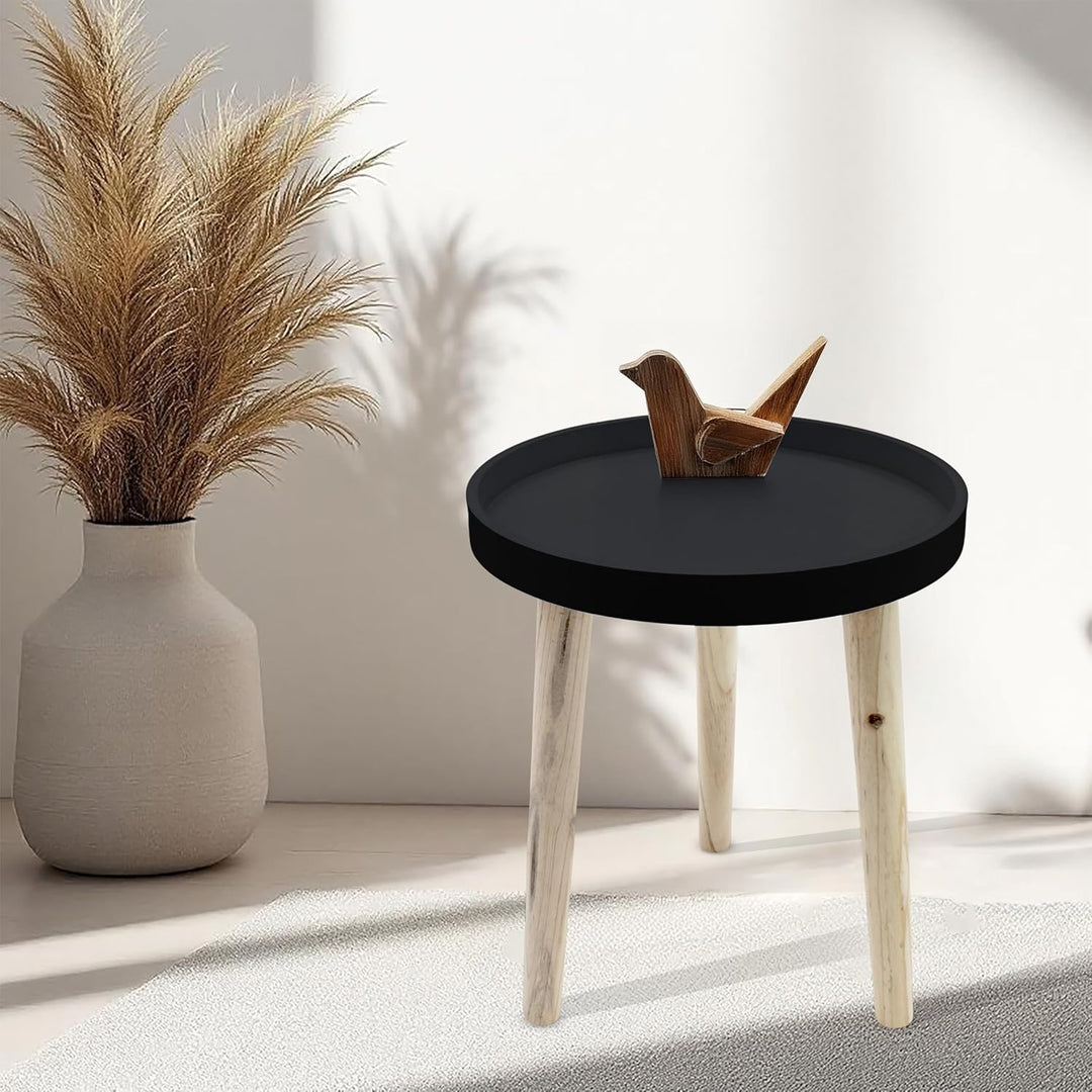 Spetebo Deko Holz Tisch 36x30 cm - schwarz - Kleiner Beistelltisch Couchtisch Sofatisch, Schwarz