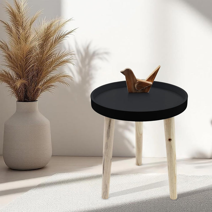 Spetebo Deko Holz Tisch 36x30 cm - schwarz - Kleiner Beistelltisch Couchtisch Sofatisch, Schwarz
